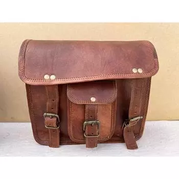 2 боковых сумки Коричневая кожаная боковая сумка для мотоцикла Седельные сумки с распылением 2 сумки на багажник 11 x 9 x 5 in коричневый