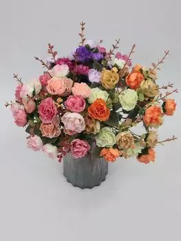 2 букета, 21 головка/пакет, букет искусственных цветов, мини-роза, искусственный цветок для свадьбы, домашнего офиса, декор гостиной фиолетовый