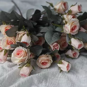 2 букета 53 см искусственных розовых цветов на длинном стебле, искусственные шелковые розы, винтажные цветы для свадебного букета своими руками, украшение стола, домашнего декора на открытом воздухе в помещении белый