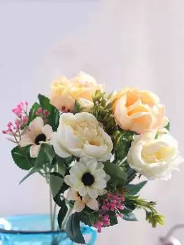 2 букета, искусственные цветы пиона, 30 см, шелковый свадебный букет, цветы ромашки для свадьбы, домашний декор белый