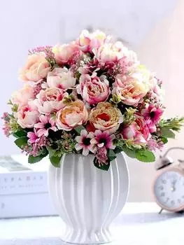 2 букета Искусственные цветы пиона 30 см Шелковый пион Свадебный букет Искусственные цветы ромашки для свадебной вечеринки Домашний декор стола белый