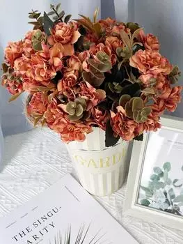 2 букета, искусственные цветы вишни, шелковые искусственные цветы для дома, свадебного стола, рождественские украшения для балкона, композиции оранжевый