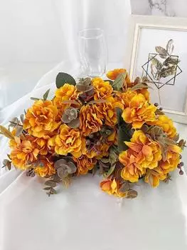 2 букета искусственных цветов вишни, шелковые искусственные цветы для свадьбы, домашнего стола, рождественские украшения оранжевый