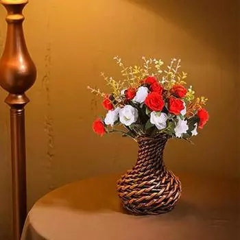 2 букета искусственных роз из пластикового шелка, подходящие для украшения семейного отеля, свадьбы, рождественского офисного стола 2 Pcs розы красного