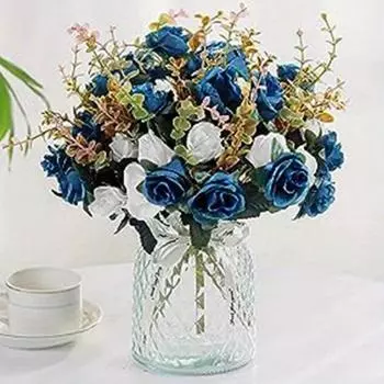 2 букета роз Искусственные розы Пластиковые шелковые цветы Подходит для украшения растений в семейном отеле Свадьбе Рождестве Офисном столе 2 Pcs розы красного