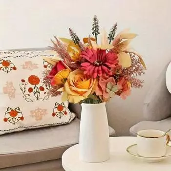 2 букета свадебных букетов невесты, букет из искусственных осенних цветов, искусственные шелковые цветы, цветочные композиции, искусственные цветы, осенние фестивали, домашний декор для двора оранжевый