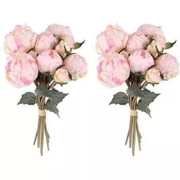 2 букета, винтажные пионы с длинным стеблем, шелковые цветы для свадебного украшения, букет невесты, цветы, поделки, цветочная композиция белый