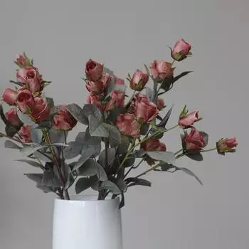 2 букета винтажных цветов 53 см искусственные розы цветы на длинном стебле искусственные шелковые розы для свадебного букета своими руками украшение стола для дома на открытом воздухе в помещении декор белый