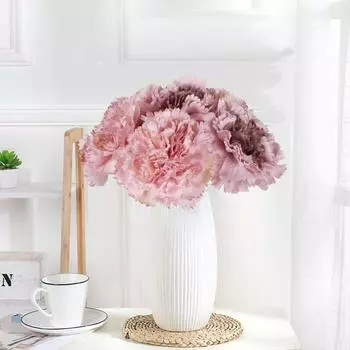 2 букета шелковых искусственных цветов, искусственные гвоздики, всего 12 головок для траурных композиций, свадебных букетов, венков на кладбище, поделок своими руками красный