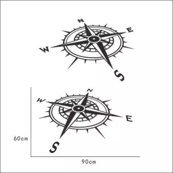 2 Черные наклейки-компас Декали для обеих сторон кузова автомобиля, кемпера, автодома, фургона Съемные