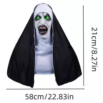 2 Conjuring The Nun Latex Mask Glowing Halloween Terrifying Cosplay Costume Prop