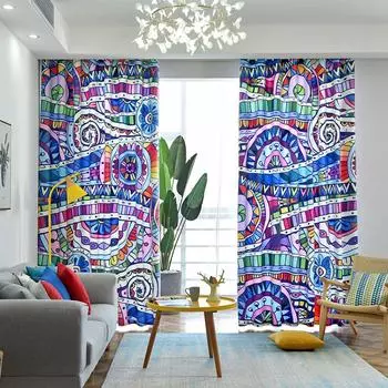 2 Шторы Экзотические Бохо Шторы Творческая Личность Абстрактные Шторы Впечатление Узор Классическая Гостиная Спальня Абстракция 100W130H(CM)40x51in&rod pocket