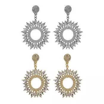 2 цвета преувеличивают женские геометрические цветочные серьги-гвоздики из сплава со стразами Silver