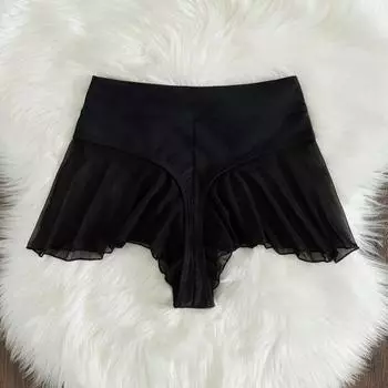 2 цвета женские плавки бикини с сеткой винтажные купальники с высокой талией Asian S чёрный