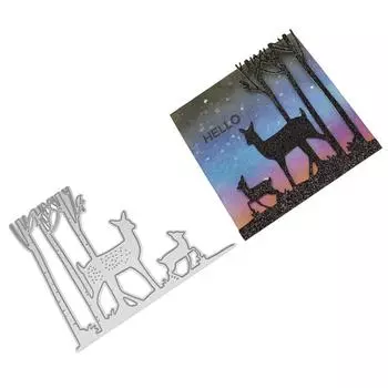2 Deer Frame Metal Silvery Stencil Embossing Cutting Dies For Diy Scrapbooking Paper Album Cards Making серебряный