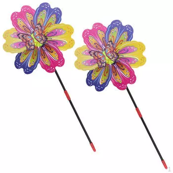 2 детские игрушечные украшения с ветряной мельницей, красочные уличные украшения