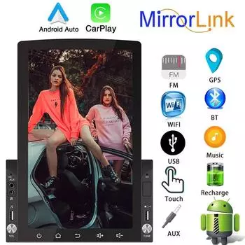 2 Din 10,1 Android Carplay Автомобильное радио Зеркальная связь Многоязычный Bluetooth FM Видеовыход Iphone 3USB D110 WiFi GPS DVR 1+16GB,No carplay чёрный