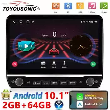 2 din 10,1-дюймовый 2+64G автомобильный радиоприемник с сенсорным экраном, универсальный Android Auto Mirror Link, мультимедиа, автомобильный плеер, GPS, WIFI, DSP, FM, автомобильная стереосистема 4-core 1GB+32GB
