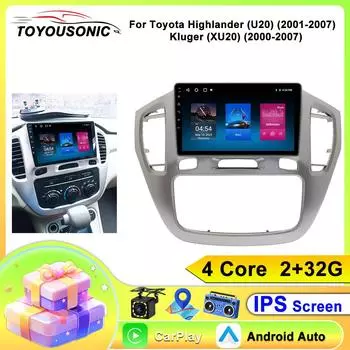 2 Din Android13 для Toyota Highlander 1 XU20 2001-2007 Автомобильный Радио Мультимедиа Видео Плеер Навигация CarPlay Стерео DVD Головное Устройство 4 core 1GB+32GB carplay