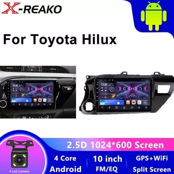 2 Din Android 12 Автомагнитола Мультимедиа Toyota Hilux 2015-2020 2din Стерео Carplay GPS DVD 4 core 1GB+32GB carplay