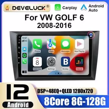 2 Din Android 12 автомобильное радио для Volkswagen VW GOLF 6 2008 - 2016 Беспроводная CarPlay интеллектуальные системы автомобиля Smart Autoradio 4G