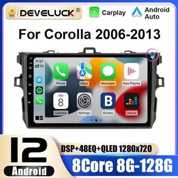2 Din Android 12 автомобильное радио для Toyota Corolla E140 150 2006 - 2013 мультимедийный видеоплеер GPS 4G Carplay авто стерео головное устройство