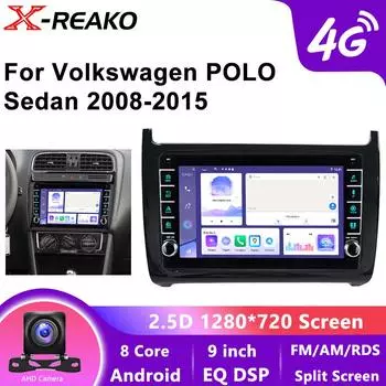 2 Din Android 12 автомобильное радио для Volkswagen VW polo 5 sedan 2008 - 2020 мультимедийный плеер Carplay стерео GPS 4G 8Core DVD головное устройство Wifi 8 core 4GB+64GB