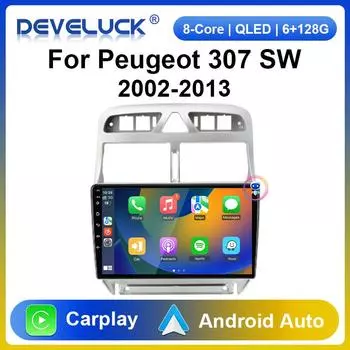 2 Din Android 12 Car Radio For Peugeot 307 SW 2002 - 2013 Multimedia Video Player Navigation GPS 4G Carplay Auto Stereo RDS DVD