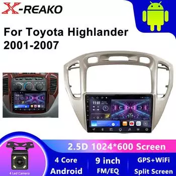 2 Din Android 12 для Toyota Highlander 1 XU20 2001-2007 Автомобильный Радио Мультимедиа Видео Плеер Навигация CarPlay Стерео DVD Головное Устройство 4 core 1GB+32GB carplay