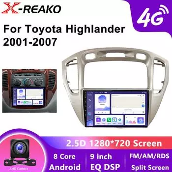 2 Din Android 12 для Toyota Highlander 1 XU20 2001-2007 Автомобильный Радио Мультимедиа Видео Плеер Навигация CarPlay Стерео DVD Головное Устройство 8 core 4GB+64GB