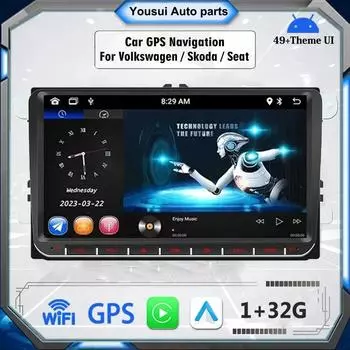 2 Din Android 9-дюймовый автомобильный радиоприемник для Volkswagen Golf 5 6 Passat B6 B7 Skoda Polo Jetta GPS-навигация Мультимедийный плеер Carplay 1 + 32 ГБ