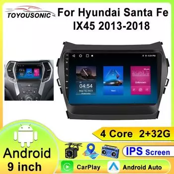 2 Din Android Auto Car Radio Multimedia Player для Hyundai Ix45 Santa Fe 2013 2014 2015 2016 2017 GPS Navi Stereo Bluetooth rds 4 core 1GB+32GB carplay