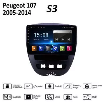 2 Din Android автомобильное радио для Peugeot 107 Toyota Aygo Citroen C1 2005-2014 автомобильный мультимедийный плеер головное устройство стерео Carplay GPS-навигация BT WIFI 2 + 32 ГБ 1+16GB