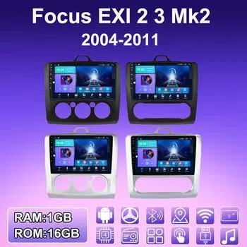 2 DIN Android автомобильное радио для Ford Focus EXI MT 2 3 Mk2 Mk3 2004-2011 мультимедийный проигрыватель головное устройство стерео GPS навигация WIFI 1+16 ГБ 1+16GB,MT чёрный