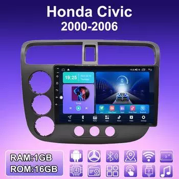2 DIN Android автомобильное радио для Honda Civic 2000-2006 мультимедийный проигрыватель головное устройство стерео GPS навигация WIFI 1+16 ГБ 1+16GB