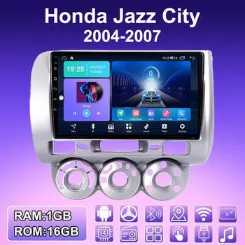 2 DIN Android автомобильное радио для Honda Jazz City 2004-2007 мультимедийный проигрыватель головное устройство стерео GPS навигация WIFI 1+16 ГБ 1+16GB