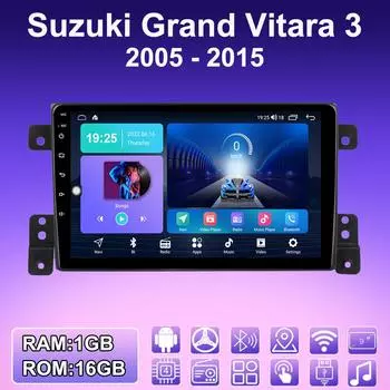 2 DIN Android автомобильное радио для Suzuki Grand Vitara 3 2005 - 2015 мультимедийный проигрыватель головное устройство стерео GPS навигация WIFI 1+16 ГБ 1+16GB