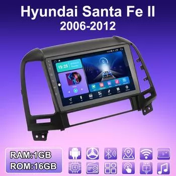 2 DIN Android автомобильное радио для Hyundai Santa Fe II 2006-2012 мультимедийный проигрыватель головное устройство стерео GPS навигация WIFI 1+16 ГБ 1+16GB