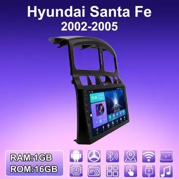 2 DIN Android автомобильное радио для Hyundai Santa Fe 2002-2005 мультимедийный проигрыватель головное устройство стерео GPS навигация WIFI 1+16 ГБ 1+16GB