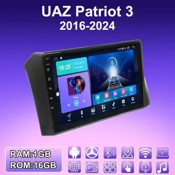 2 DIN Android автомобильное радио для УАЗ Патриот 3 2016-2024 мультимедийный проигрыватель головное устройство стерео GPS навигация WIFI 1+16 ГБ 1+16GB