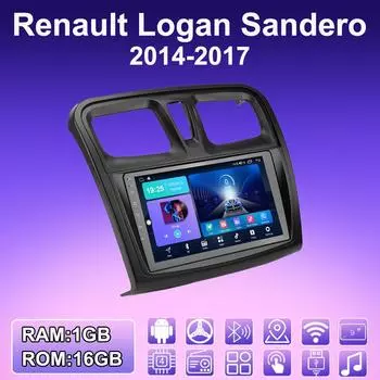 2 DIN Android автомобильное радио для Renault Logan Sandero 2014-2017 мультимедийный проигрыватель головное устройство стерео GPS навигация WIFI 1+16 ГБ 1+16GB