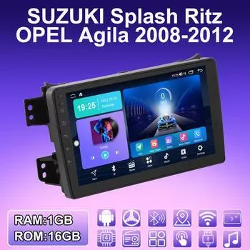 2 DIN Android автомобильное радио для SUZUKI Splash Ritz OPEL Agila 2008-2012 мультимедийный проигрыватель головное устройство стерео GPS навигация WIFI 1+16 ГБ 1+16GB