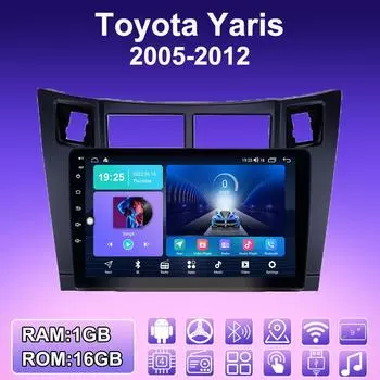 2 DIN Android автомобильное радио для Toyota Yaris 2005-2012 мультимедийный проигрыватель головное устройство стерео GPS навигация WIFI 1+16 ГБ 1+16GB