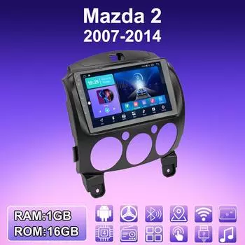 2 DIN Android автомобильное радио для Mazda 2 2007-2014 мультимедийный проигрыватель головное устройство стерео GPS навигация WIFI 1+16 ГБ 1+16GB
