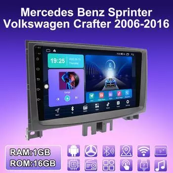 2 DIN Android автомобильное радио для Mercedes Benz Sprinter Volkswagen 2006-2016 мультимедийный проигрыватель головное устройство стерео GPS навигация WIFI 1+16 ГБ 1+16GB