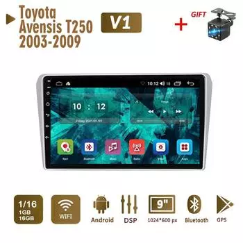 2 Din Android автомобильный радиоприемник мультимедийный видеоплеер для Toyota Avensis T250 2 2003-2009 навигация GPS WIFI головное устройство 1 + 16 ГБ 1+16GB