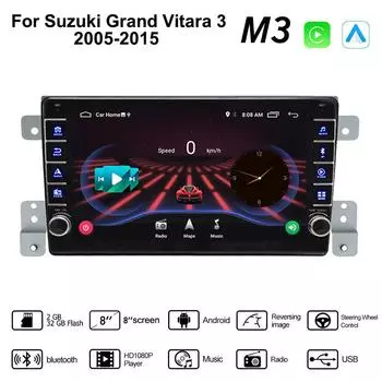 2 Din Android автомобильный радиоприемник мультимедийный видеоплеер для Suzuki Grand Vitara 3 2005-2015 с кнопкой Carplay WiFi 2 + 32 ГБ 1+16GB