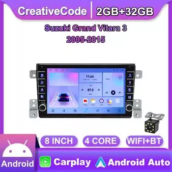 2 Din Android автомобильный радиоприемник мультимедийный видеоплеер для Suzuki Grand Vitara 3 2005-2015 с кнопкой Carplay WiFi 2 + 32 ГБ 2+32GB