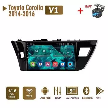 2 Din Android автомобильный радиоприемник мультимедийный видеоплеер для Toyota Corolla E170 E180 2014-2016 навигация GPS WIFI головное устройство 1 + 16 ГБ 1+16GB