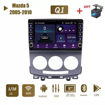 2 Din Android автомобильный радиоприемник мультимедийный видеоплеер для Mazda 5 2005-2010 с кнопкой WiFi BT 1 + 16 ГБ 1+16GB